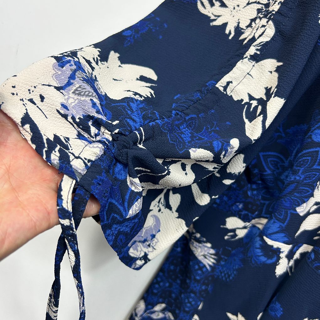 City Chic Navy Floral Wrap Top - Size 24/XXL