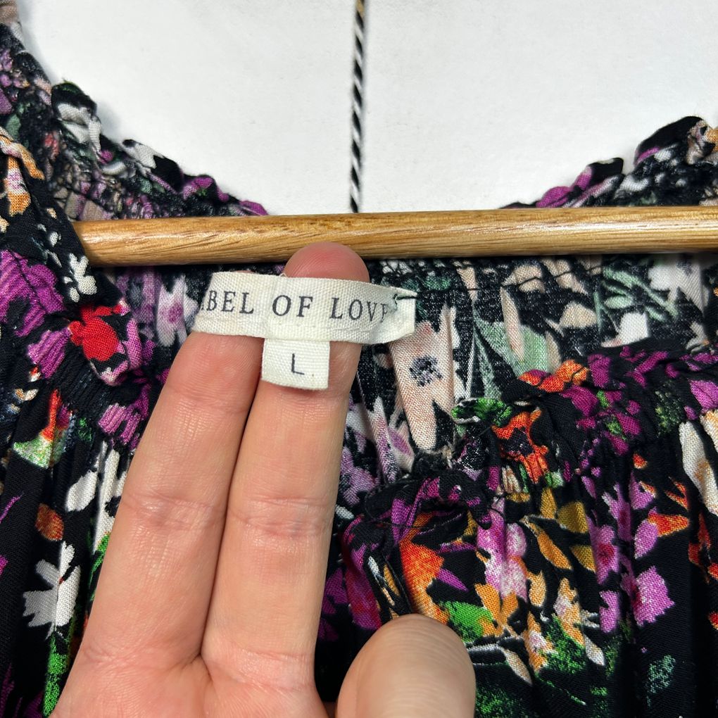 Label of Love Black Floral Midi Dress - Size L