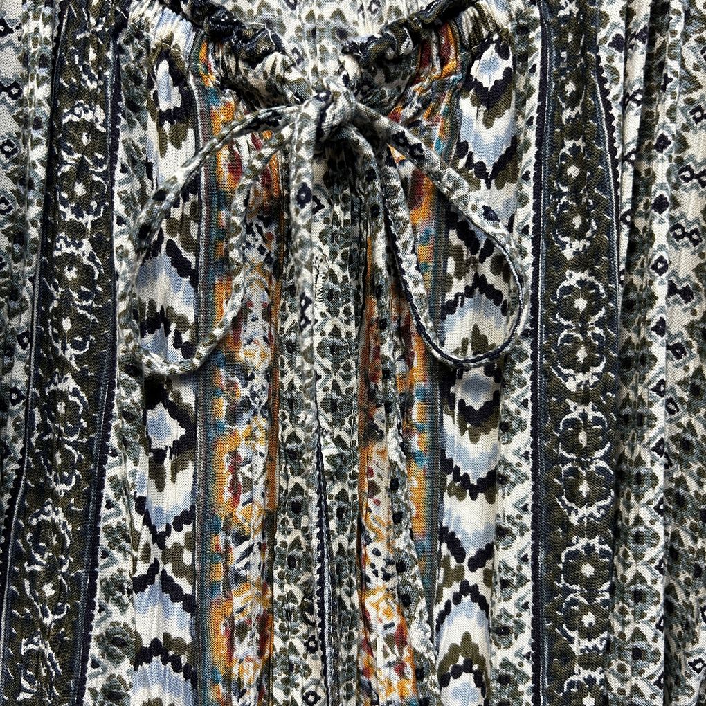 Grey Print Peasant Boho Top - Size 14