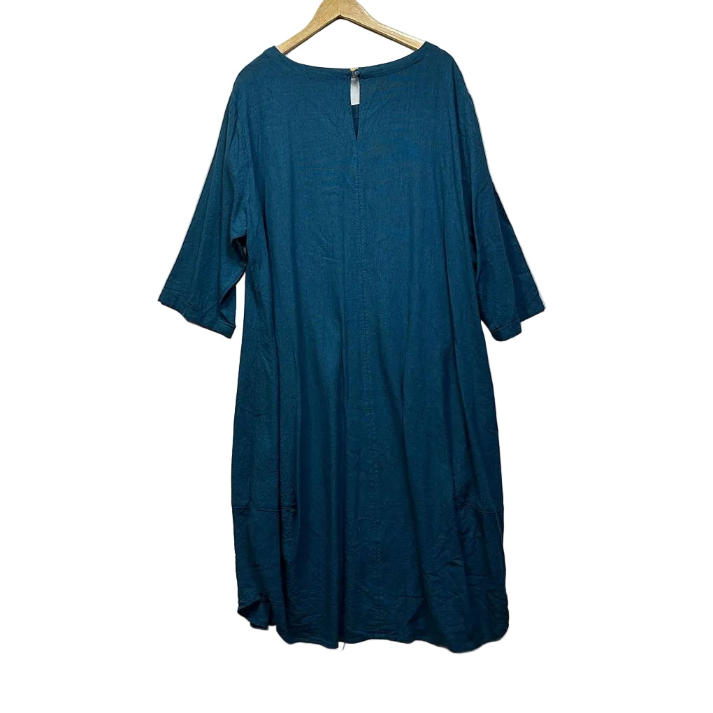 Regatta Curve Teal Linen Dress - Size 24