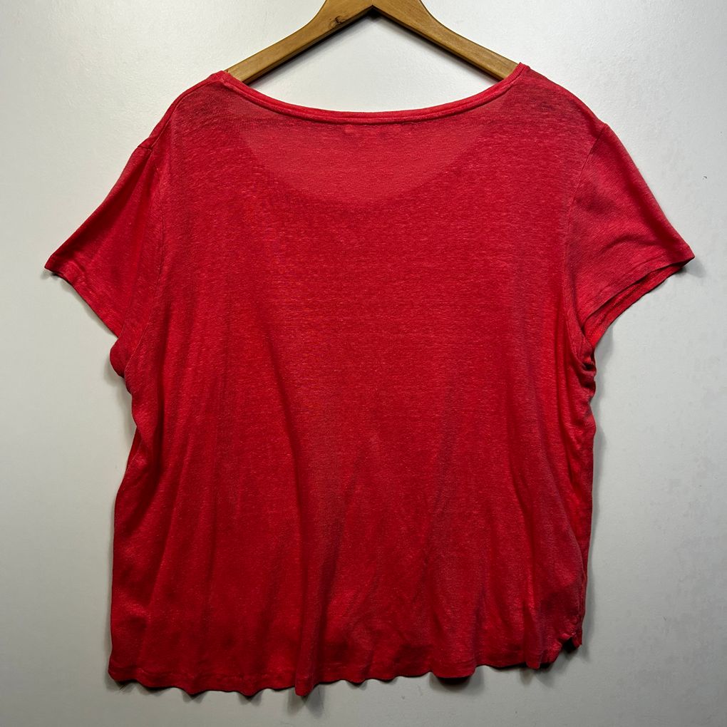 Trenery Coral Linen T-Shirt - Size XXL