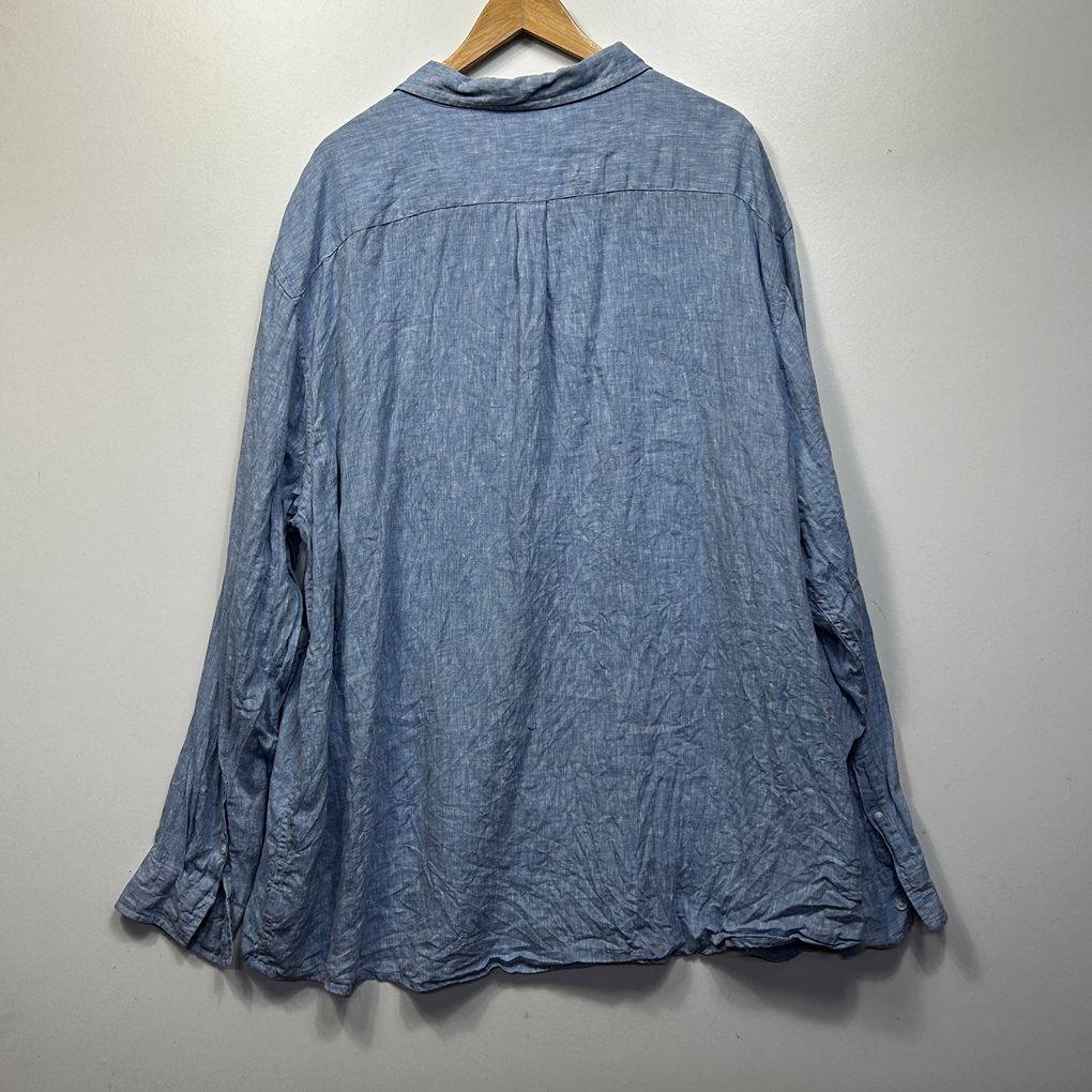 Mr Big Blue Linen Mens Shirt - Size 7XL