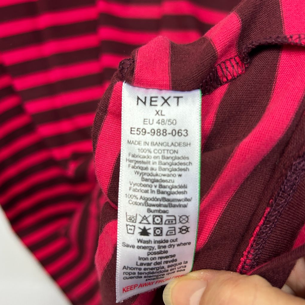 Next Red and Black Striped Cotton Long Sleeve Top - Size XL