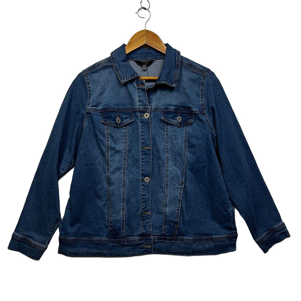 Belle Curve Blue Cotton Denim Jacket - Size 16