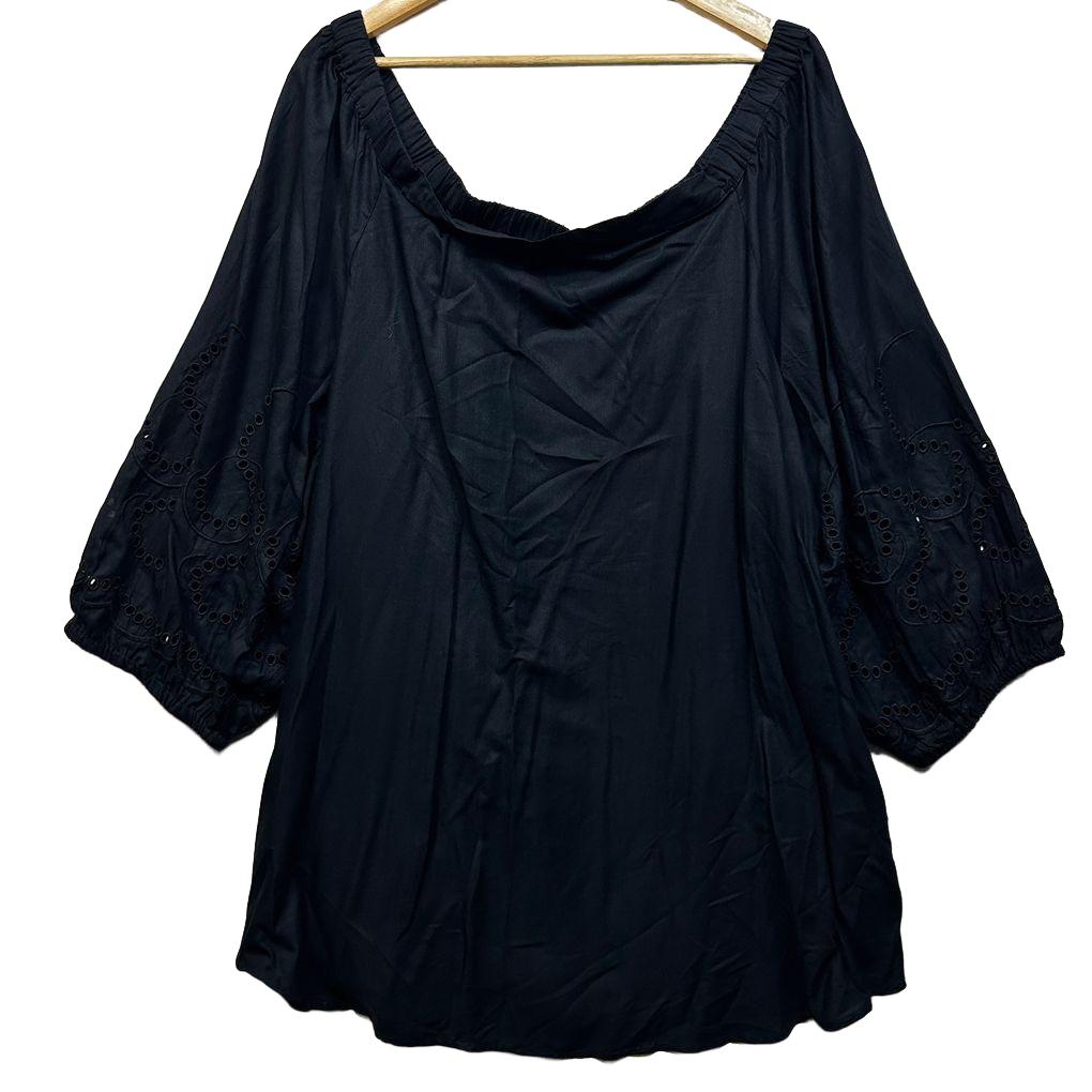 Autograph Black Embroidered Top - Size 22