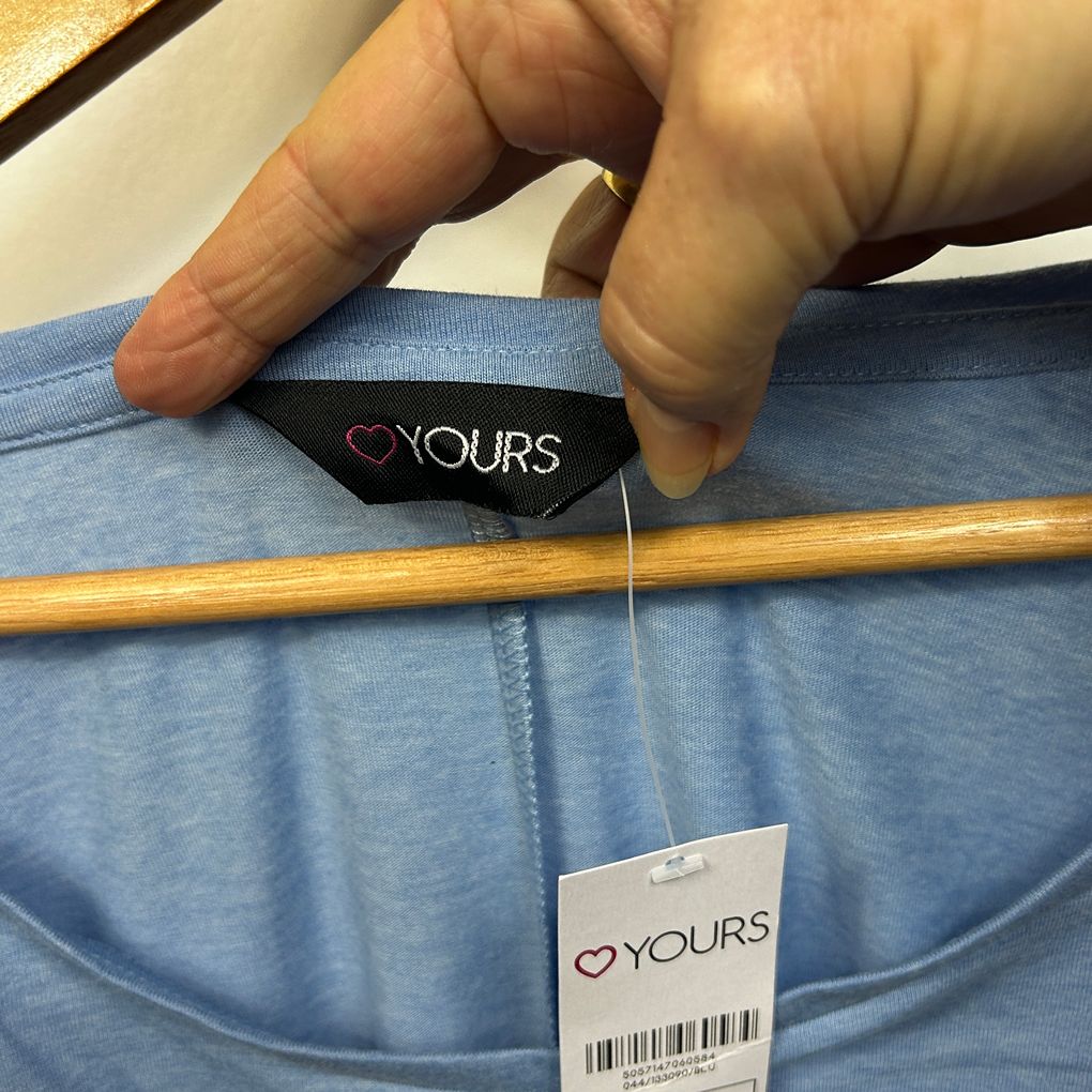 Yours Blue Plus Size Cotton T-Shirt - Size 30-32
