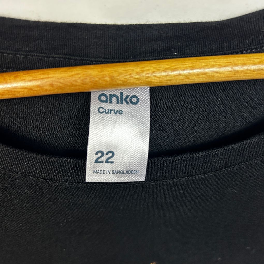 Anko Black Plus Size Christmas Cotton T-Shirt - Size 22