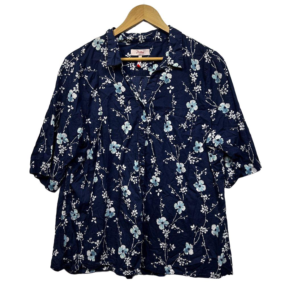 Millers Navy Floral Plus Size Cotton Shirt - Size 22