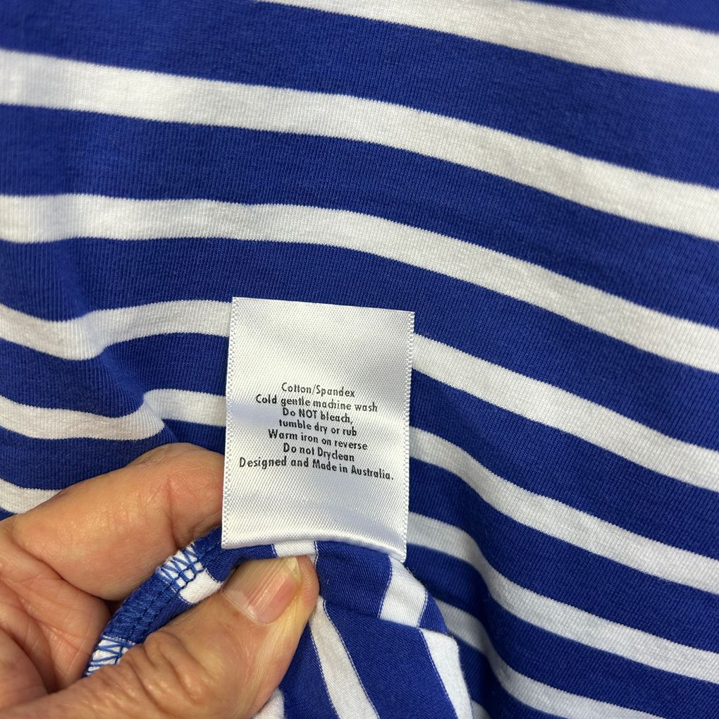 Swish Blue and White Stripe Cotton Top - Size 22