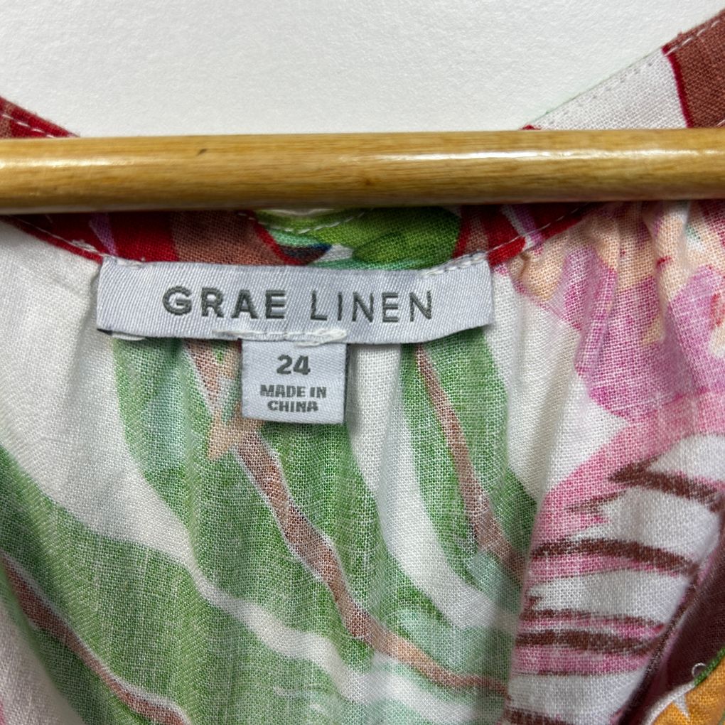 Suzanne Grae Linen Multicoloured Tropical Linen Top - Size 24