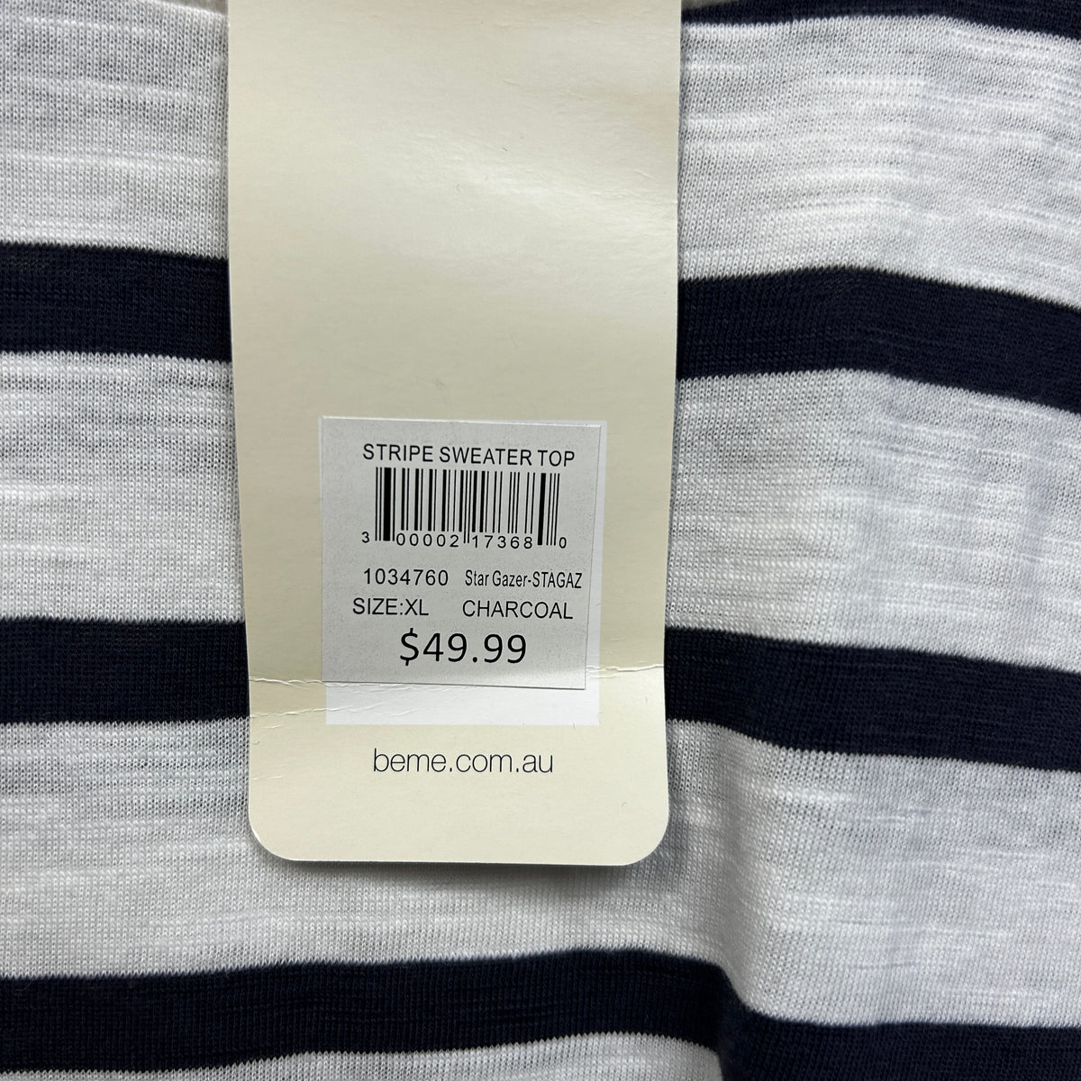 Beme White Striped Plus Size Cotton Top - Size XL/22