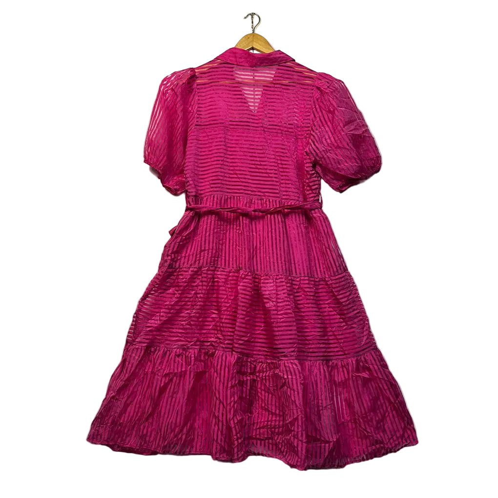 Orange Sherbet Pink Puff Sleeve Dress - Size 12