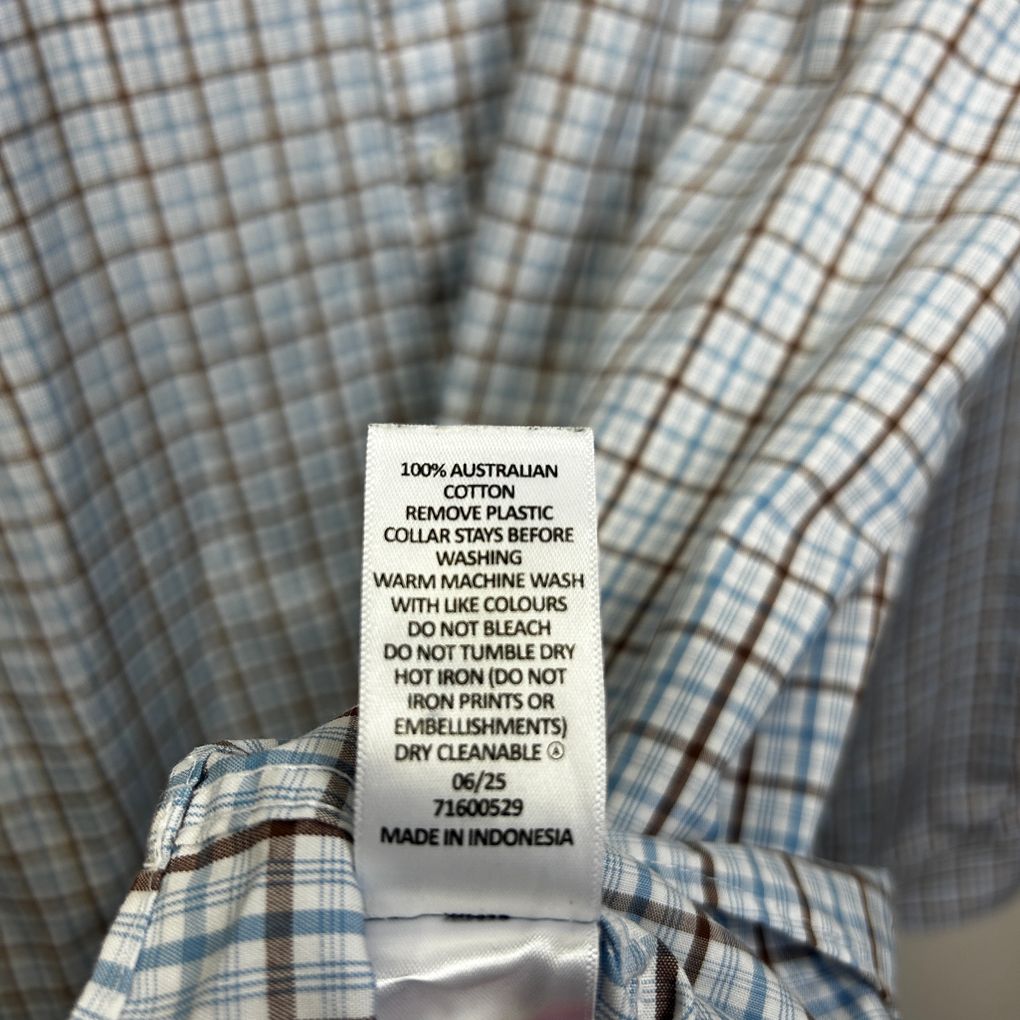 Preview Blue Check Cotton Mens Shirt - Size XXXL