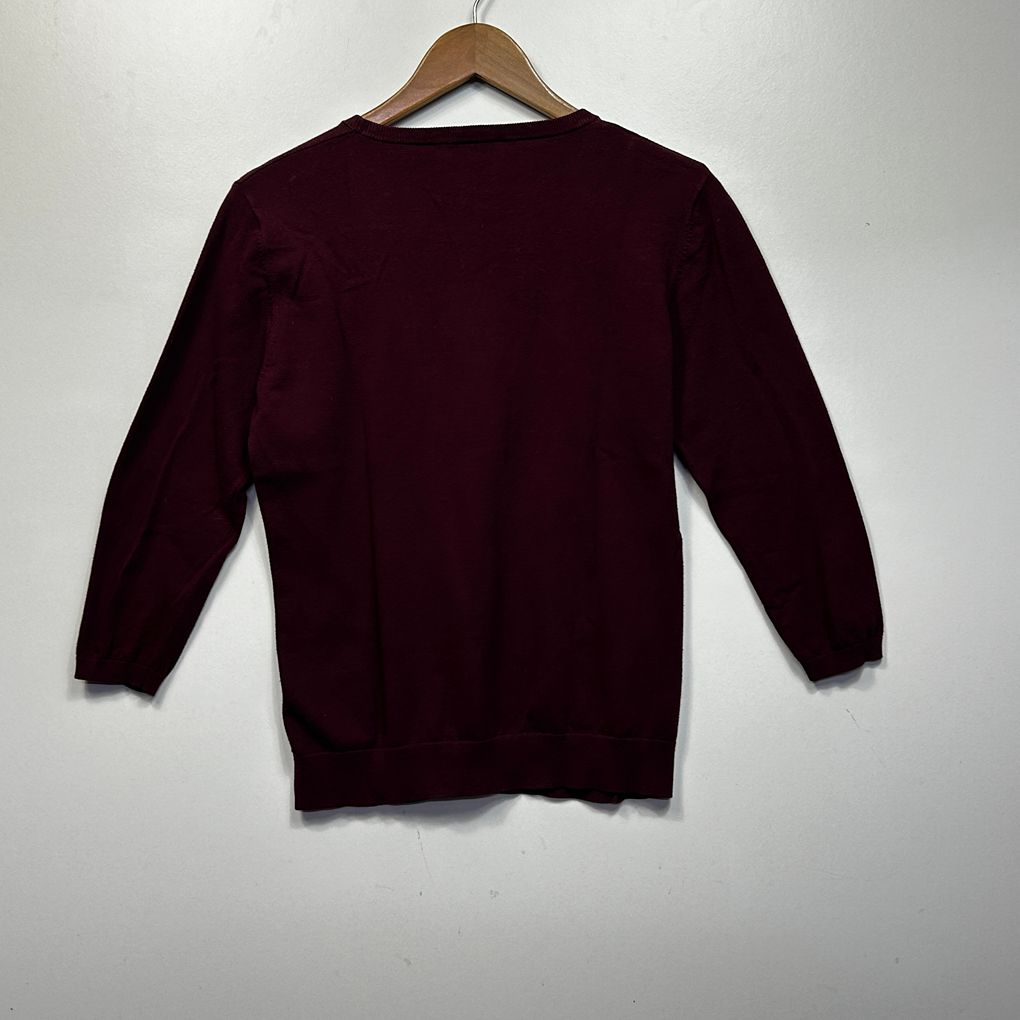 Marcs Burgundy Cotton Knit Jumper - Size L