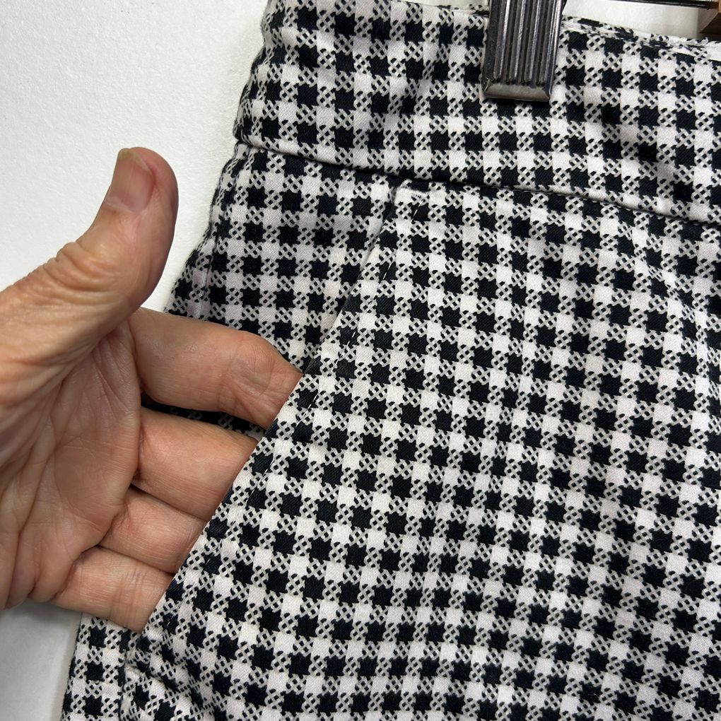 Preview Black and White Gingham Check Cotton Shorts - Size 16