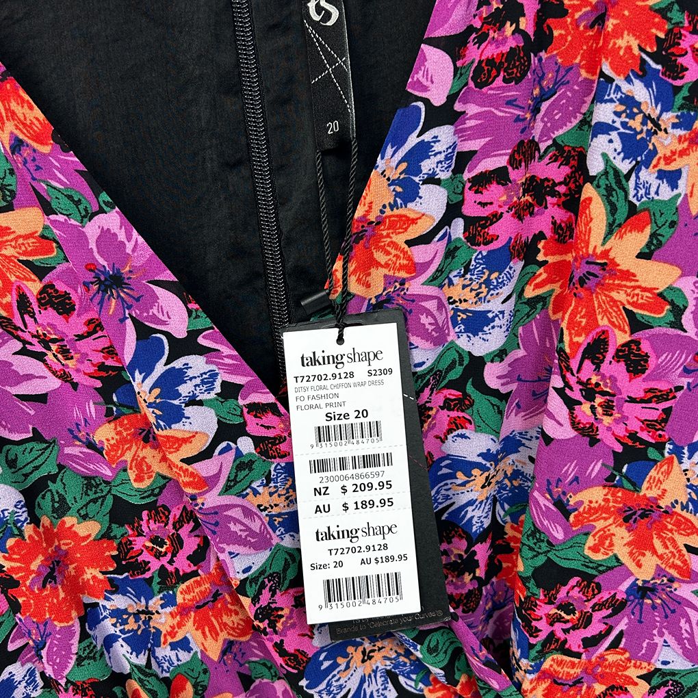 Taking Shape Multicoloured Floral Wrap Dress - Size 20
