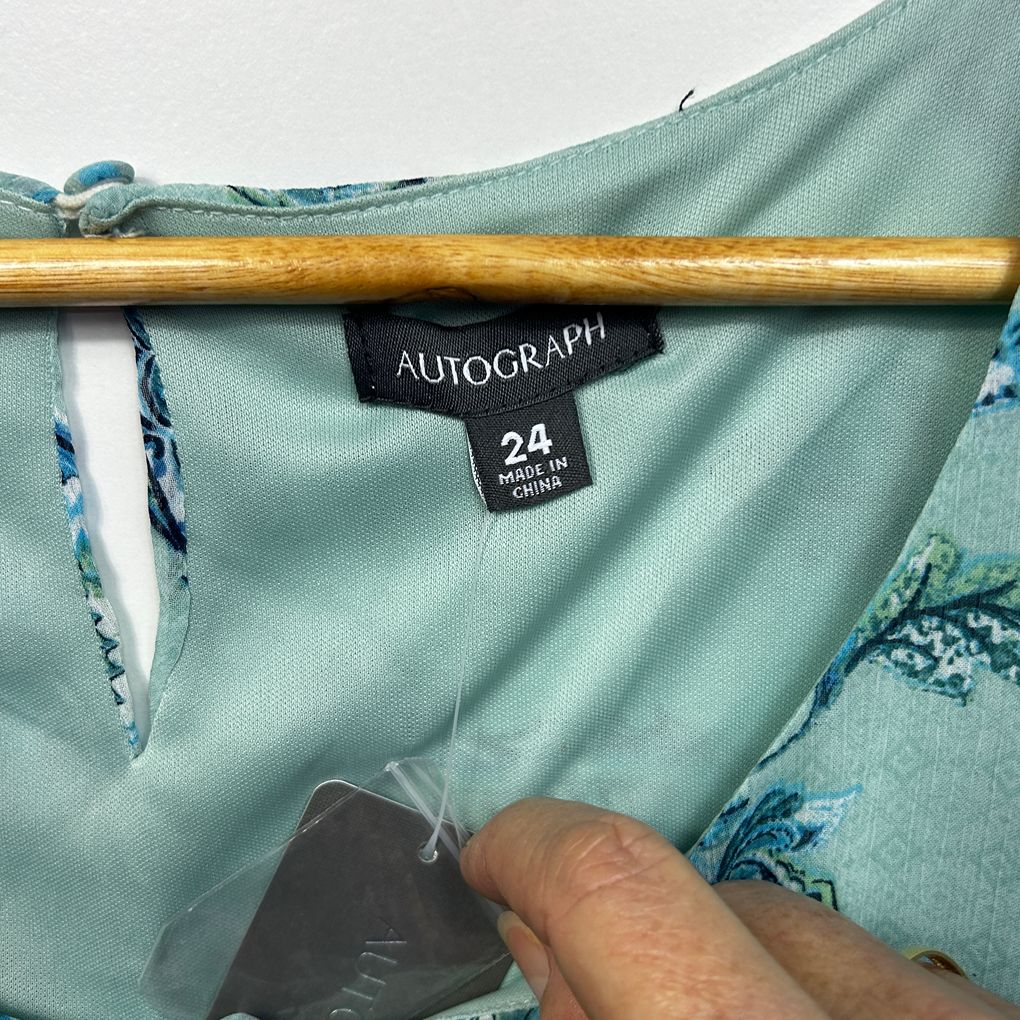 Autograph Aqua Paisley Top - Size 24