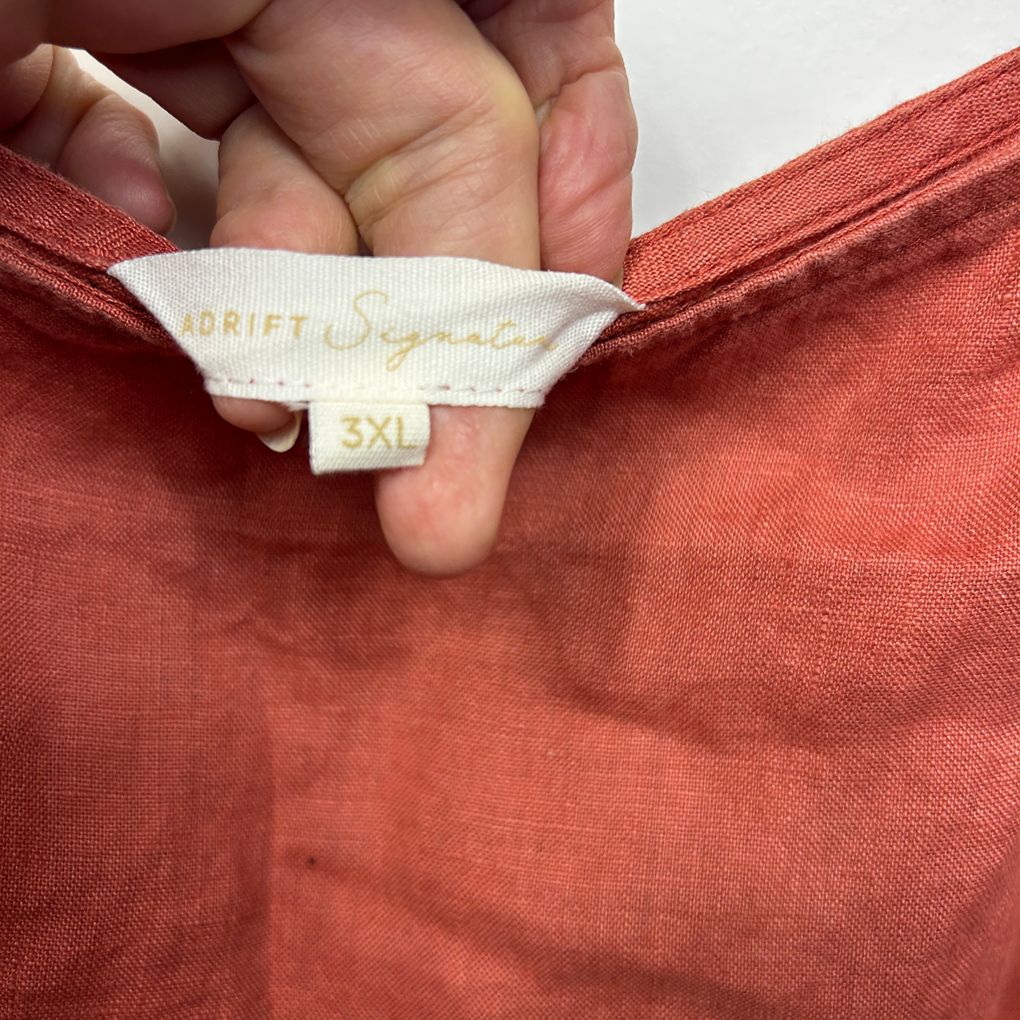 Adrift Rust Linen Top - Size 3XL