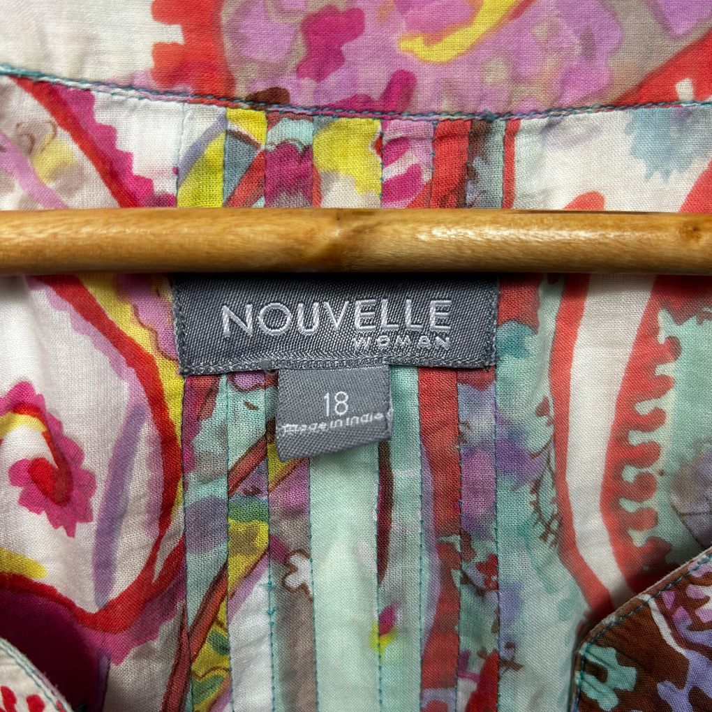 Nouvelle Multicoloured Plus Size Cotton Top - Size 18