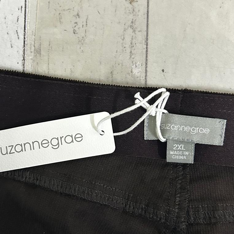 Suzanne Grae Black Corduroy Cotton Pants - Size 2XL