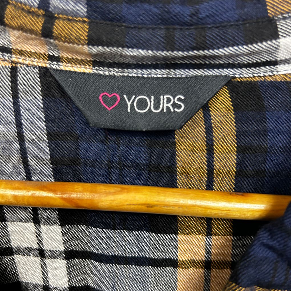 Yours Navy Check Shirt - Size 22-24