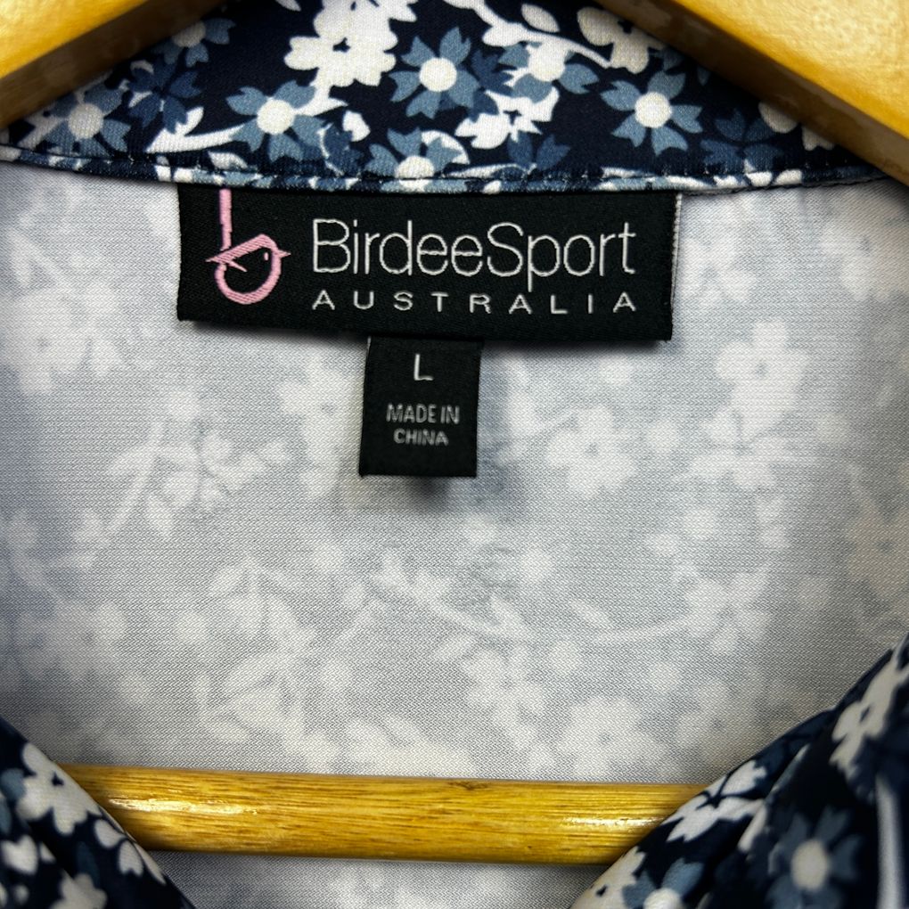 Birdee Sport Navy Floral Polo Golf Top - Size L