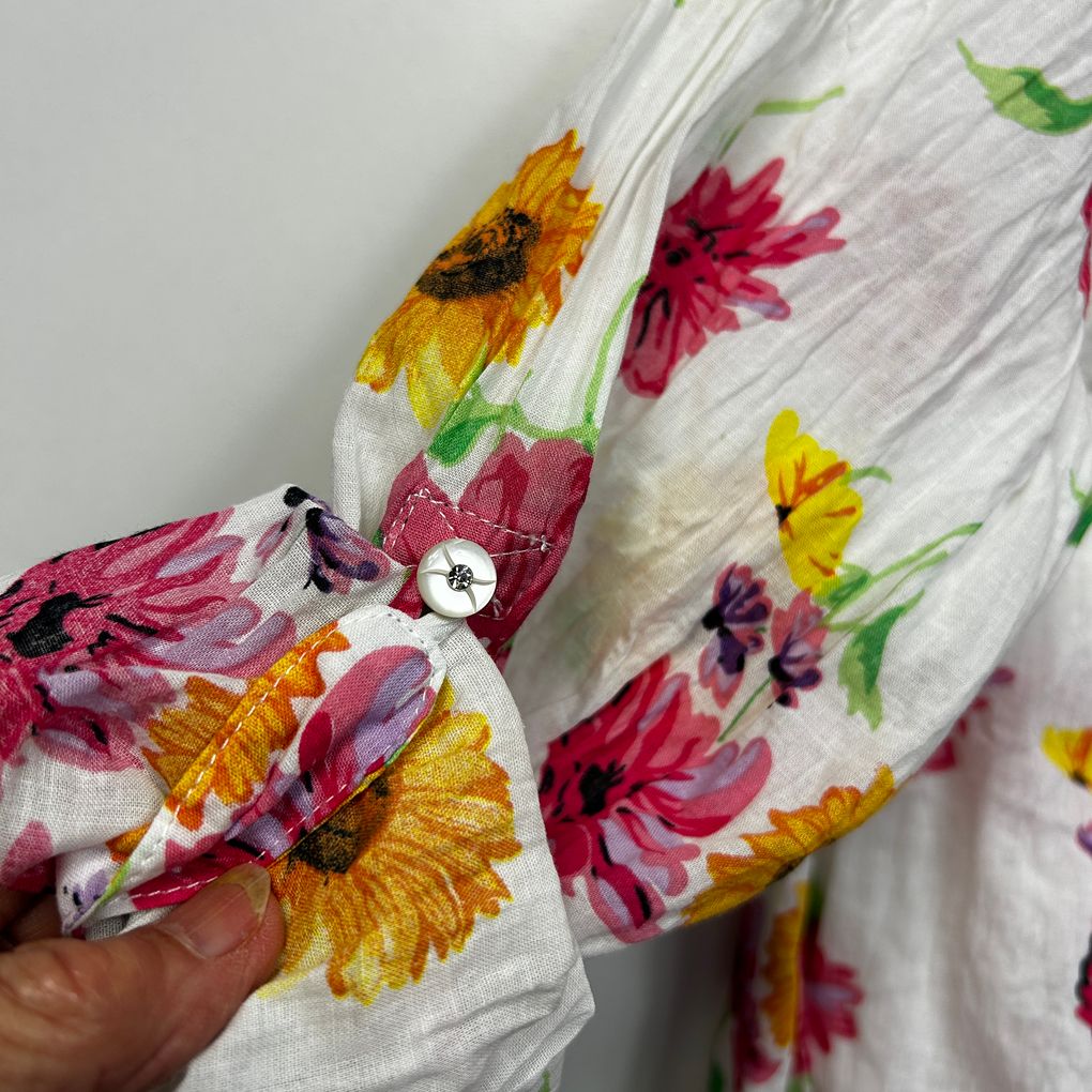 Goondiwindi Cotton White Floral Shirt - Size 16