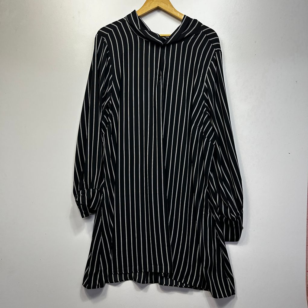 Next Black White Striped Dress or Long Tunic Top - Size 22