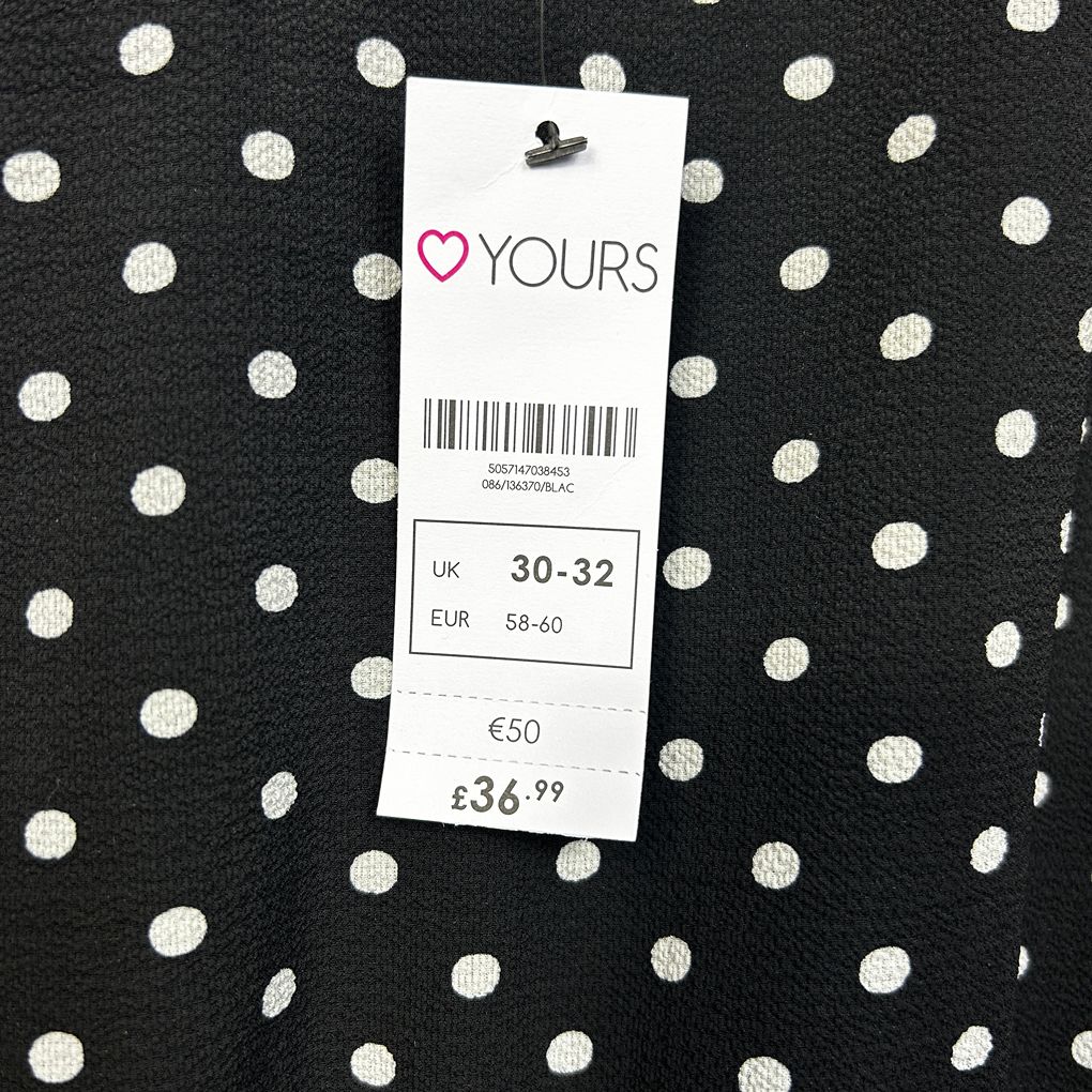Yours Black Polka Dot Jumpsuit - Size 30-32