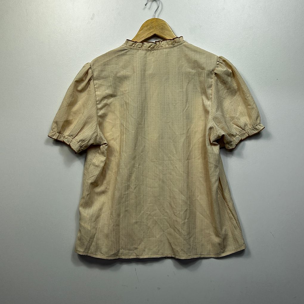Shein Beige Embroidered Top - Size L
