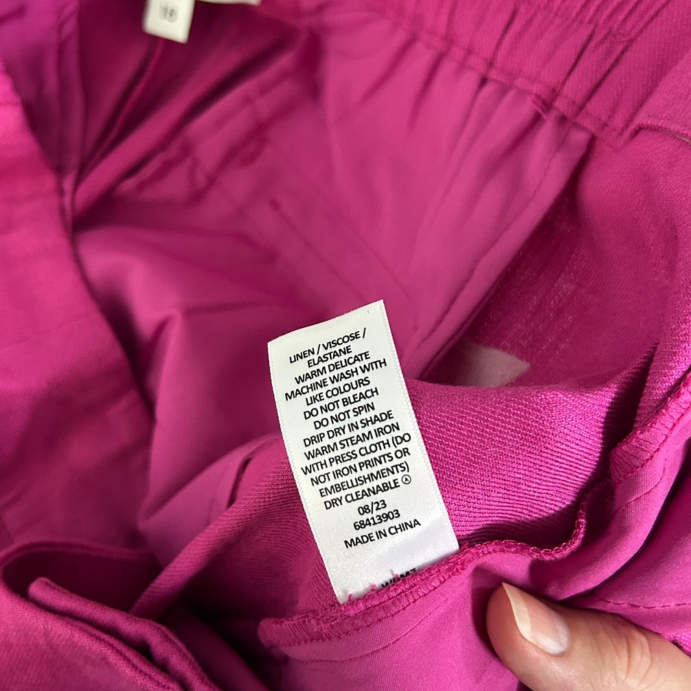 Preview Magenta Plus Size Linen Wide Leg Pants - Size 18