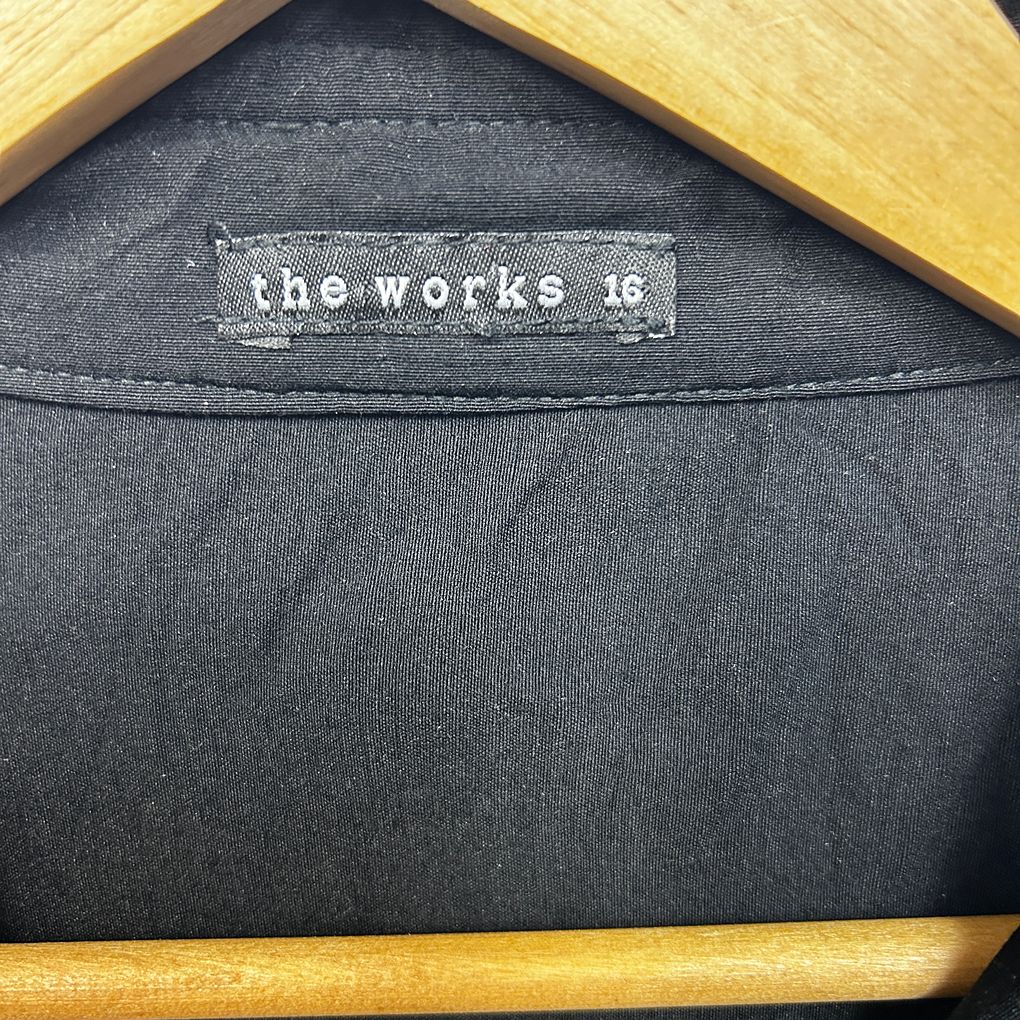 The Works Black Full Zip Up Top - Size 16