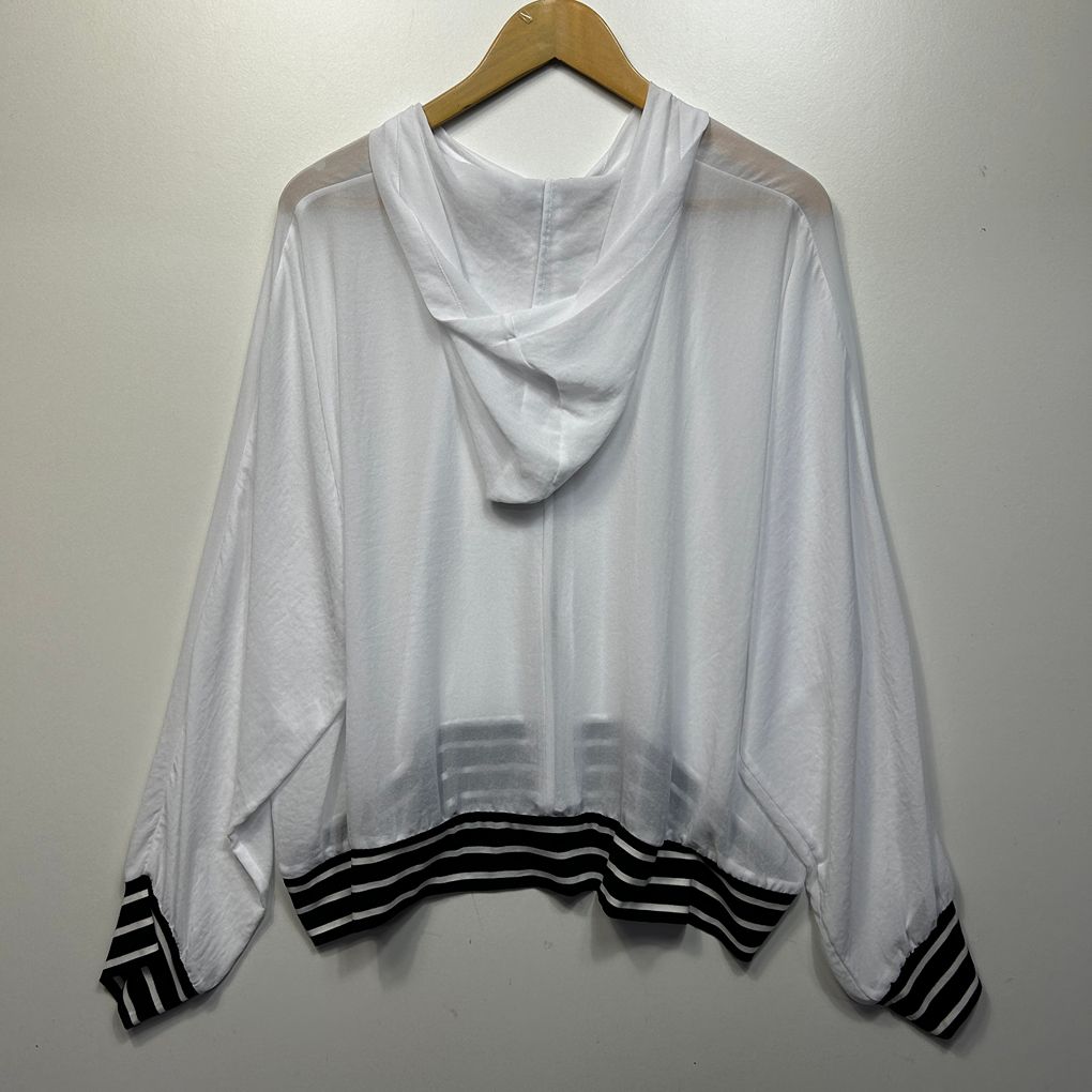 Taking Shape White Sheer Hooded Jacket Top - Size 20
