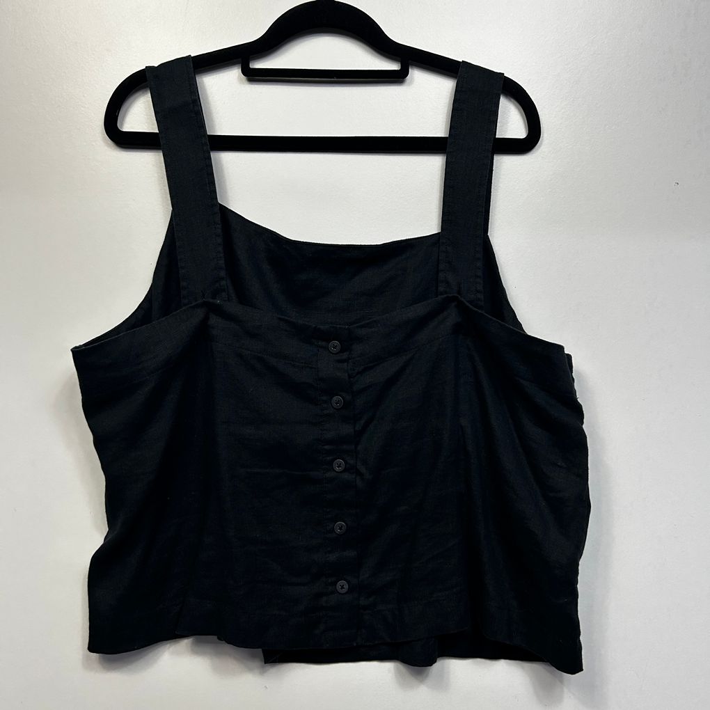 Woman Black Linen Top - Size 18