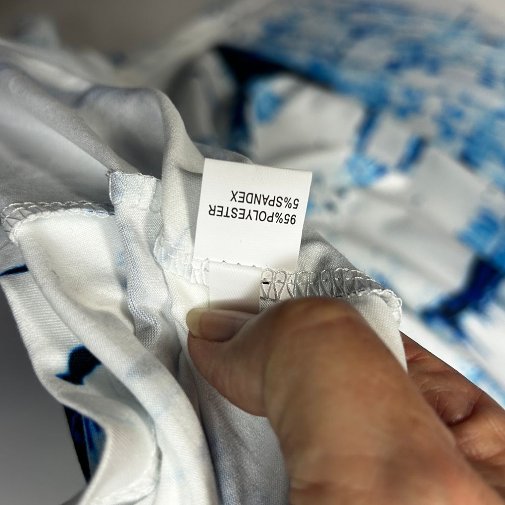 White and Blue Print Dress - Size 5XL