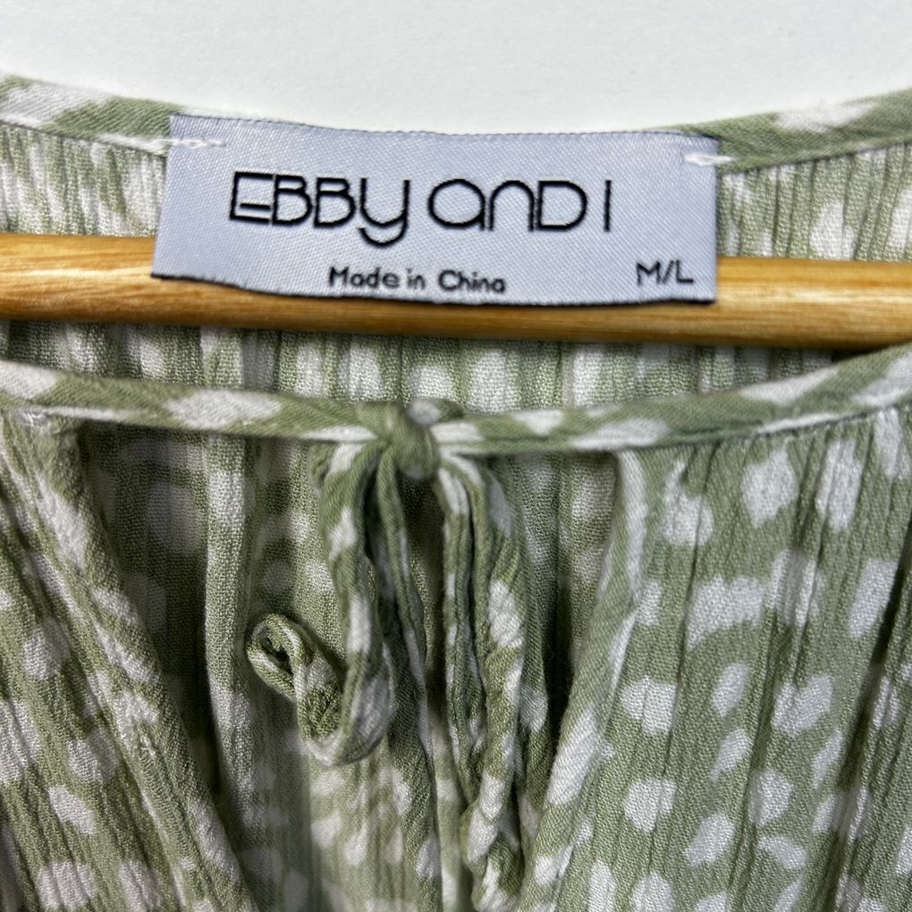Ebby and I Sage Green Print Dress - Size M/L