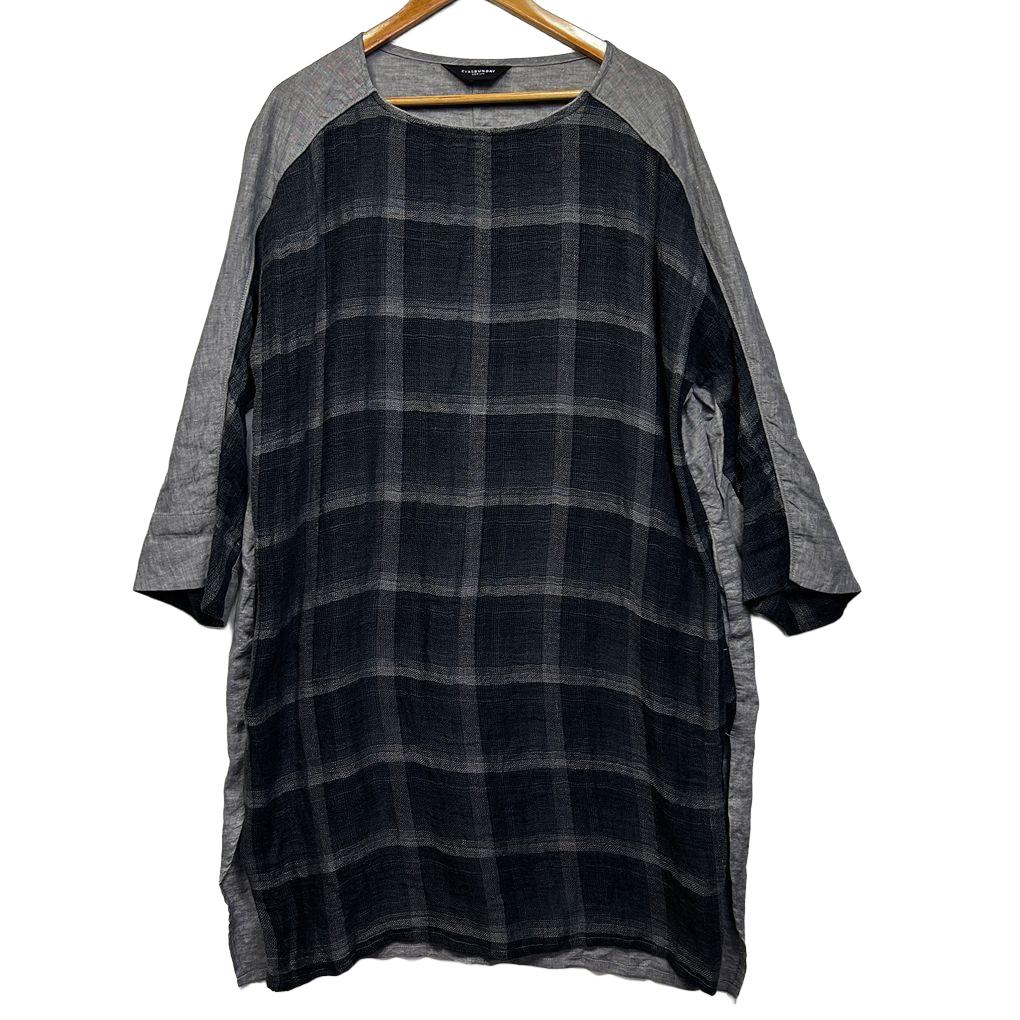 Evas Sunday Check Linen Dress - Size M