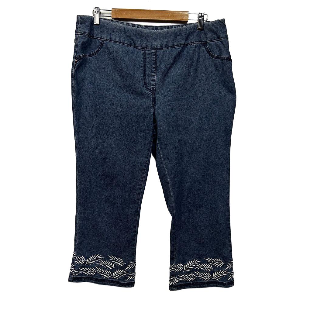 Millers Embroidered Denim Capri Jeans - Size 16
