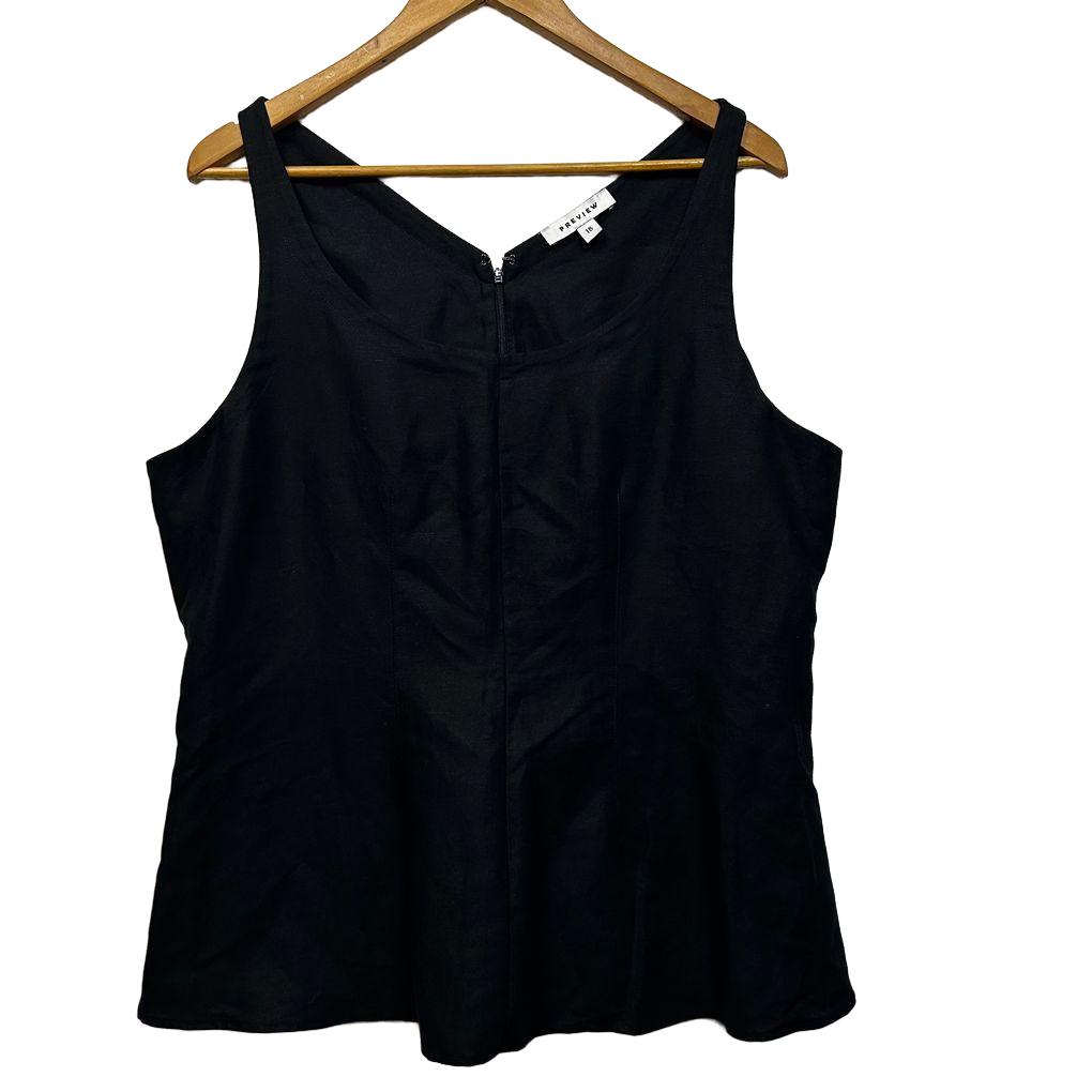 Preview Black Linen Sleeveless Top - Size 18