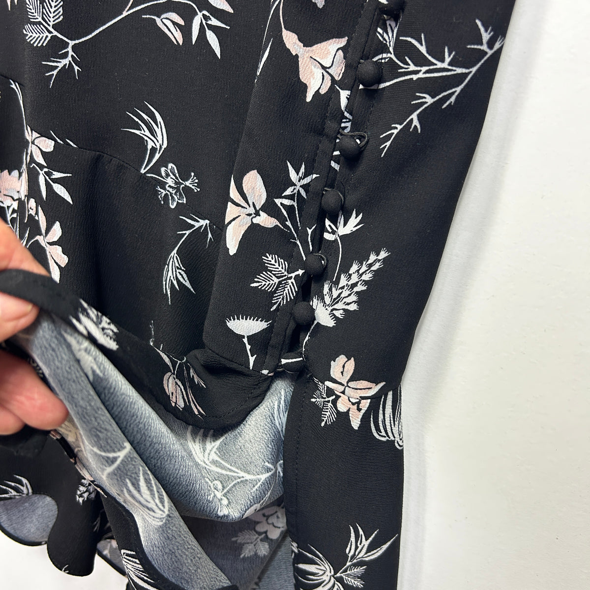 Katies Black Floral Dress - Size 14