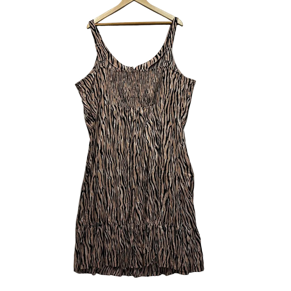 Beme Brown Animal Print Linen Dress - Size 22
