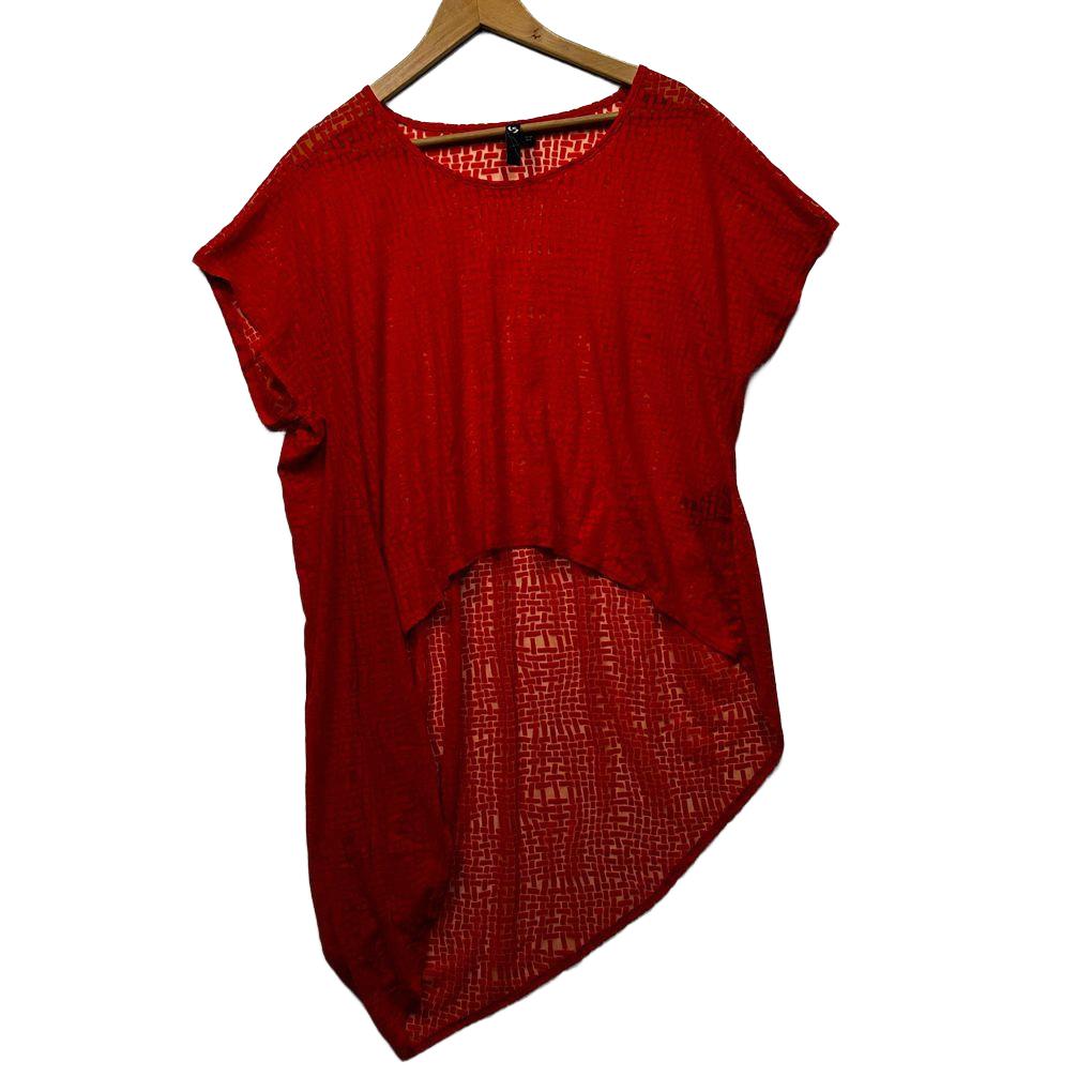 Taking Shape Orange Sheer Top - Size 18
