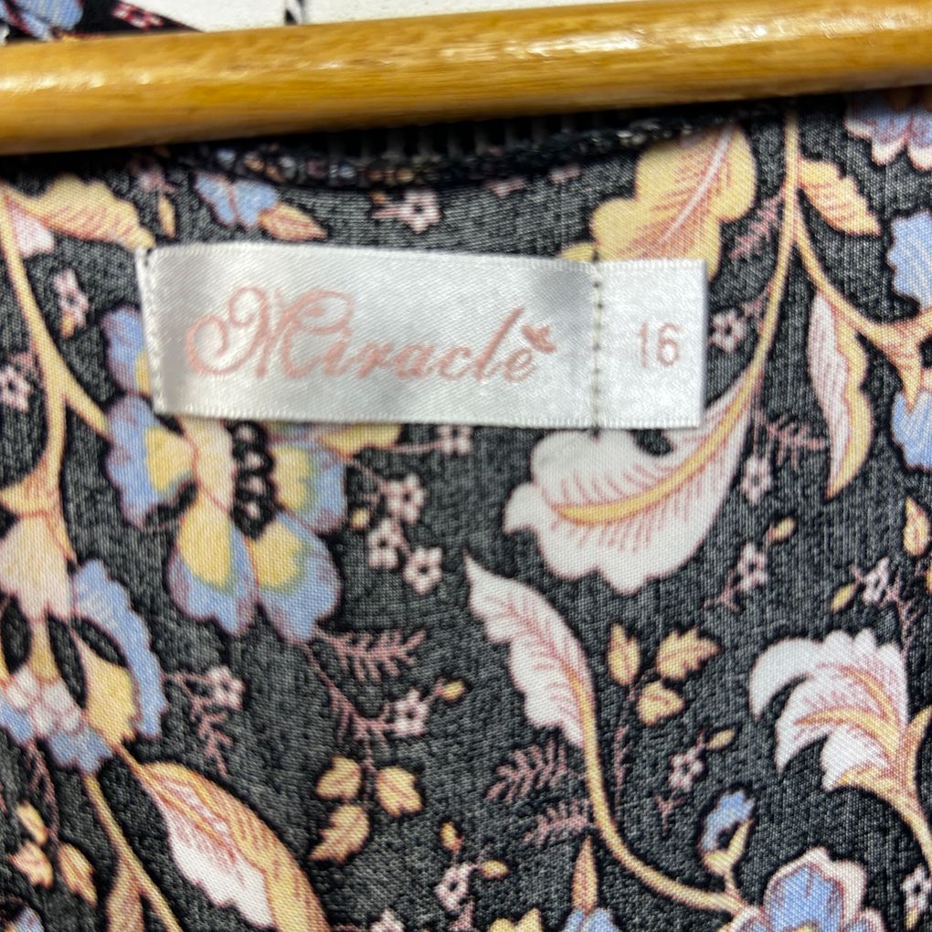 Miracle Black Floral Boho Dress - Size 16