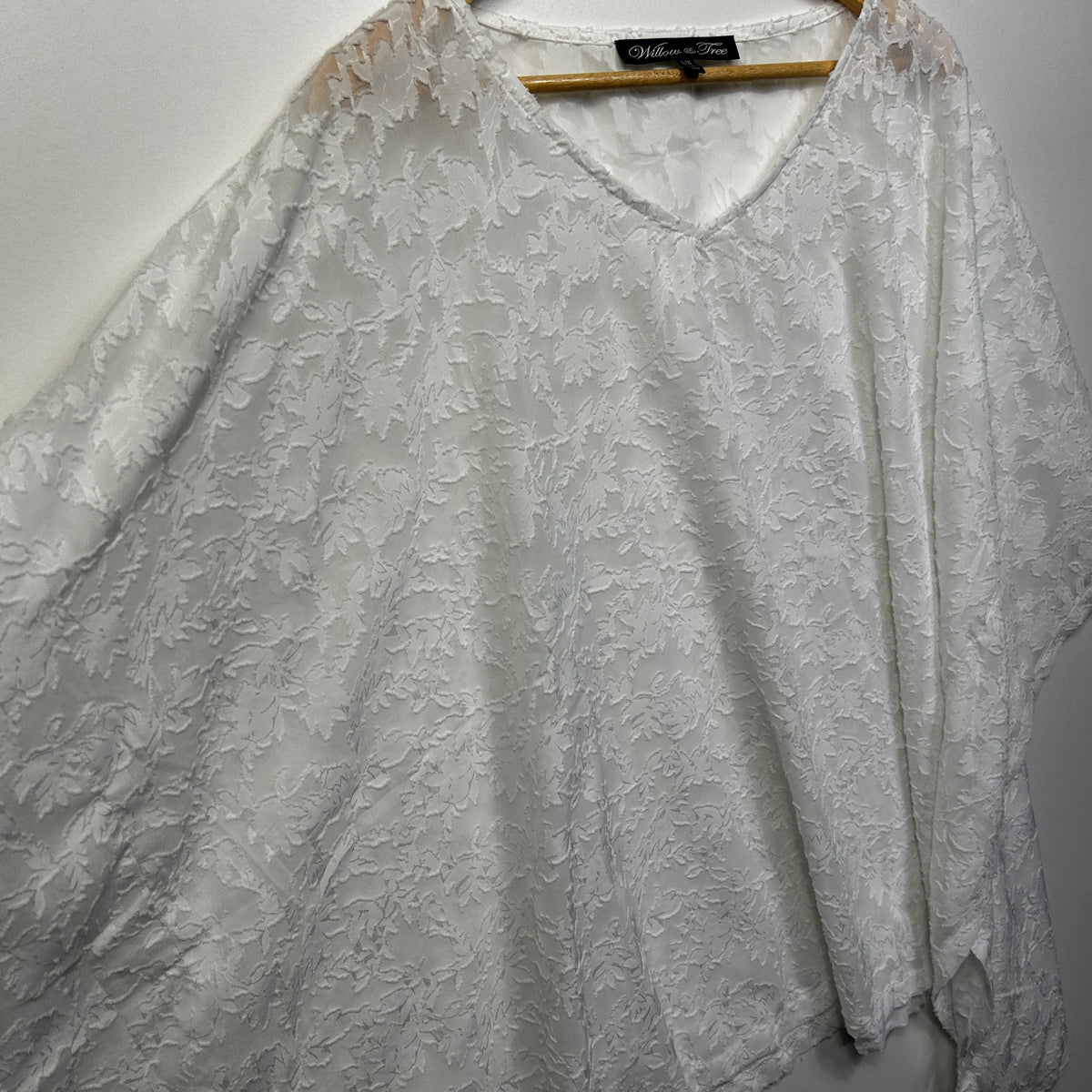 Willow & Tree White Cotton Sheer Top - Size L/XL