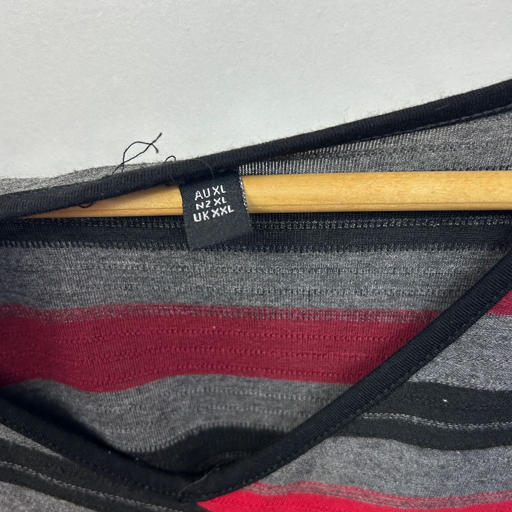 Taking Shape Grey & Red Striped Tunic Top - Size 22/XL