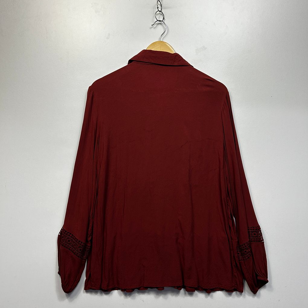 Rockmans Rust Plus Size Button Up Shirt - Size 18