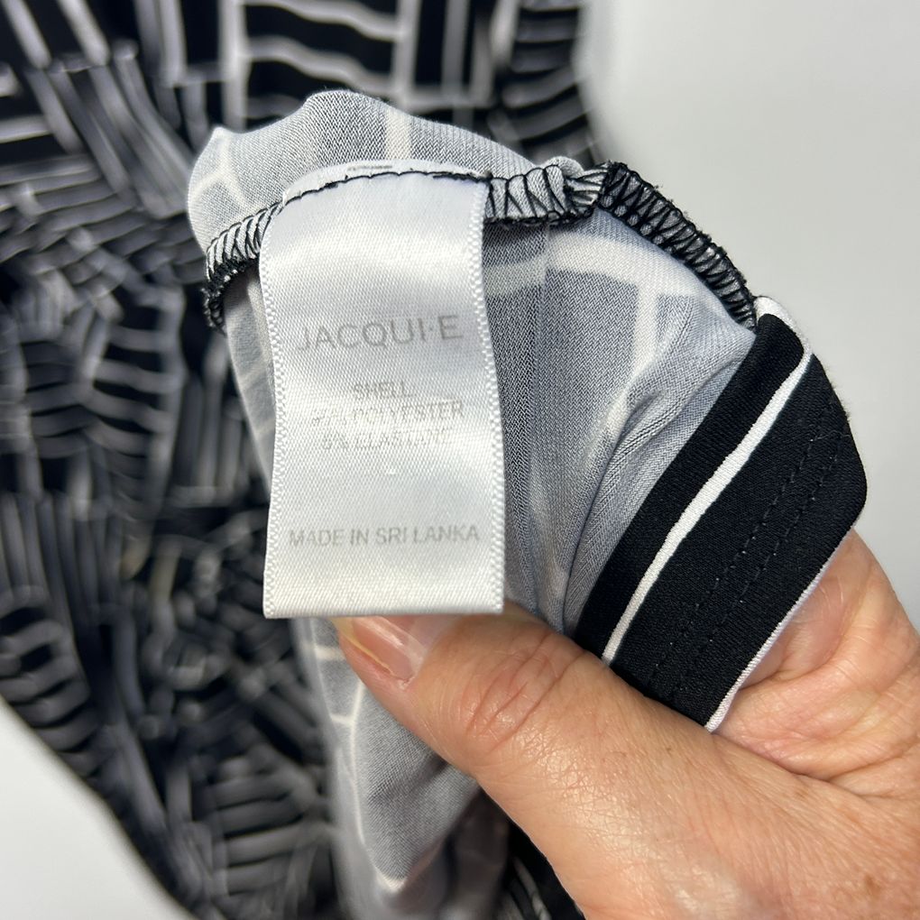 Jacqui E Black and White Print Dress - Size XL