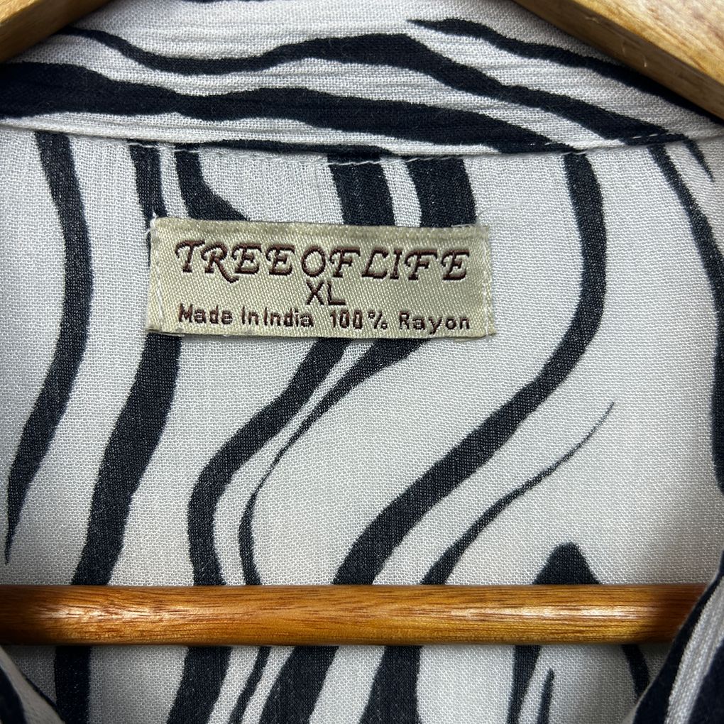 Tree of Life Black & White Zebra Print Shirt Dress - Size XL