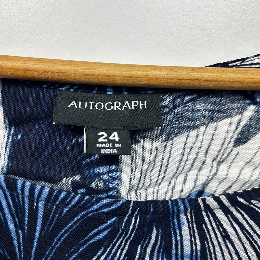 Autograph Navy and White Print Top - Size 24