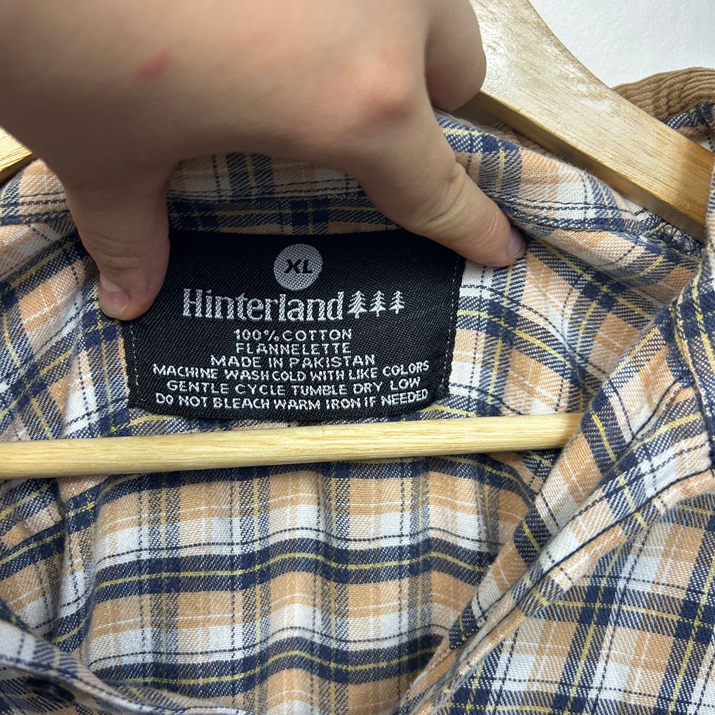 Hinterland Beige Flanelette Check Cotton Shirt - Size XL